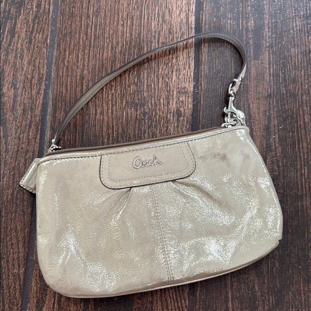 Coach Tan Leather Wristlet Clutch